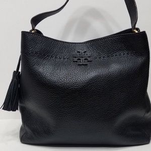 Tory Burch McGraw Hobo Black Leather with Tassel